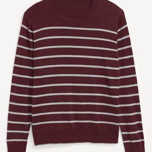 Old Navy Men's Striped Sweater Crew-Neck Cotton Maroon XXL